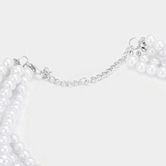 Pearl (faux) White Necklace & Earring Set - Picture 4 of 7